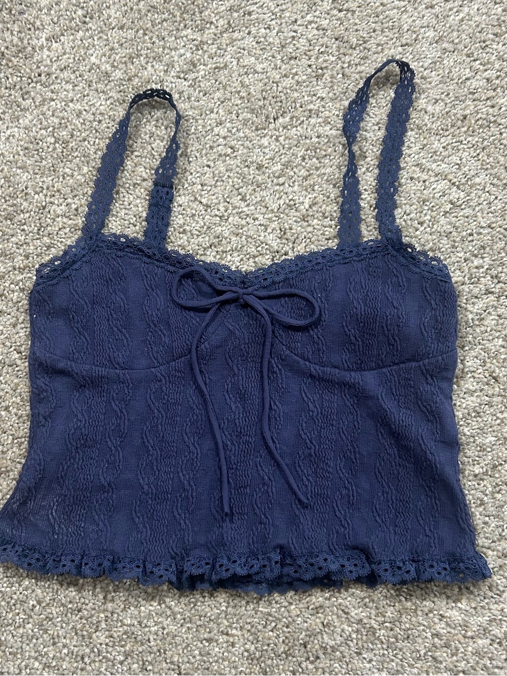 Edikted Navy Lace-Trim Camisole Tank